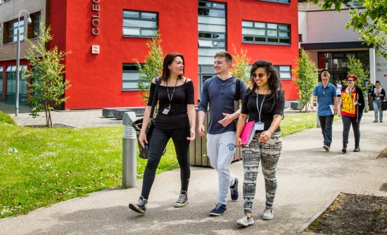 Learners walking through Crosskeys campus