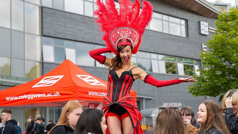 Stilt walker at open event