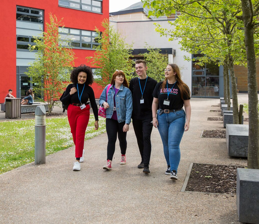 Students walking at Crosskeys